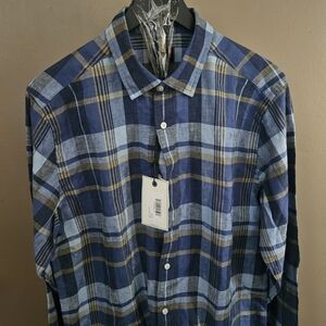 UNTUCKit Navy and Light Blue Plaid Men's Shirt